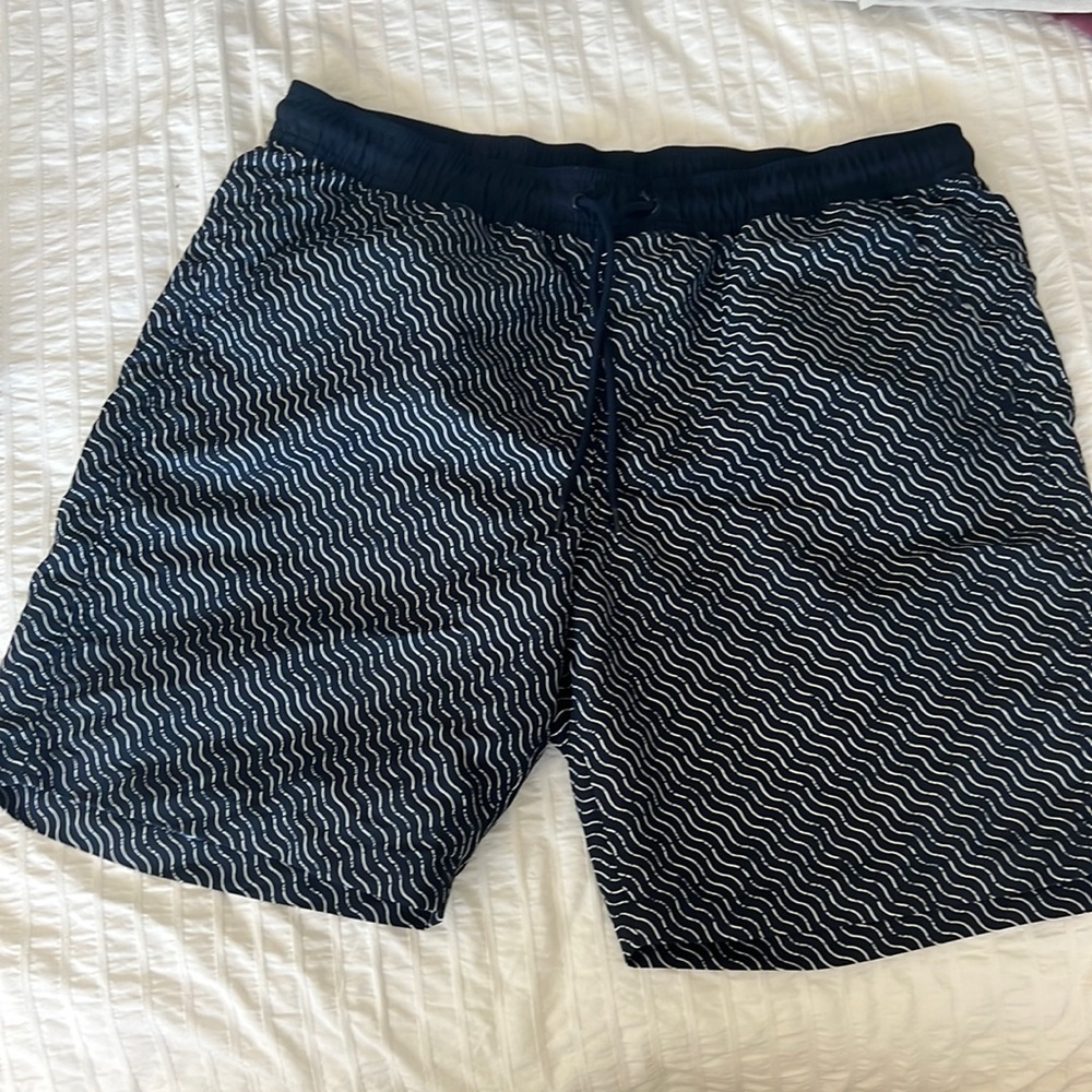 Swim trunks navy blue and white